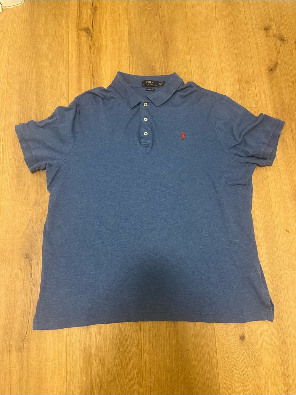 Ralph Lauren Blue Polo with Red Pony Embroidery
